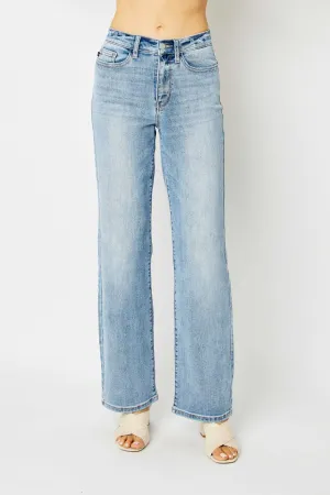 Judy Blue || Iris High Waist Light Wash Straight Leg Jeans