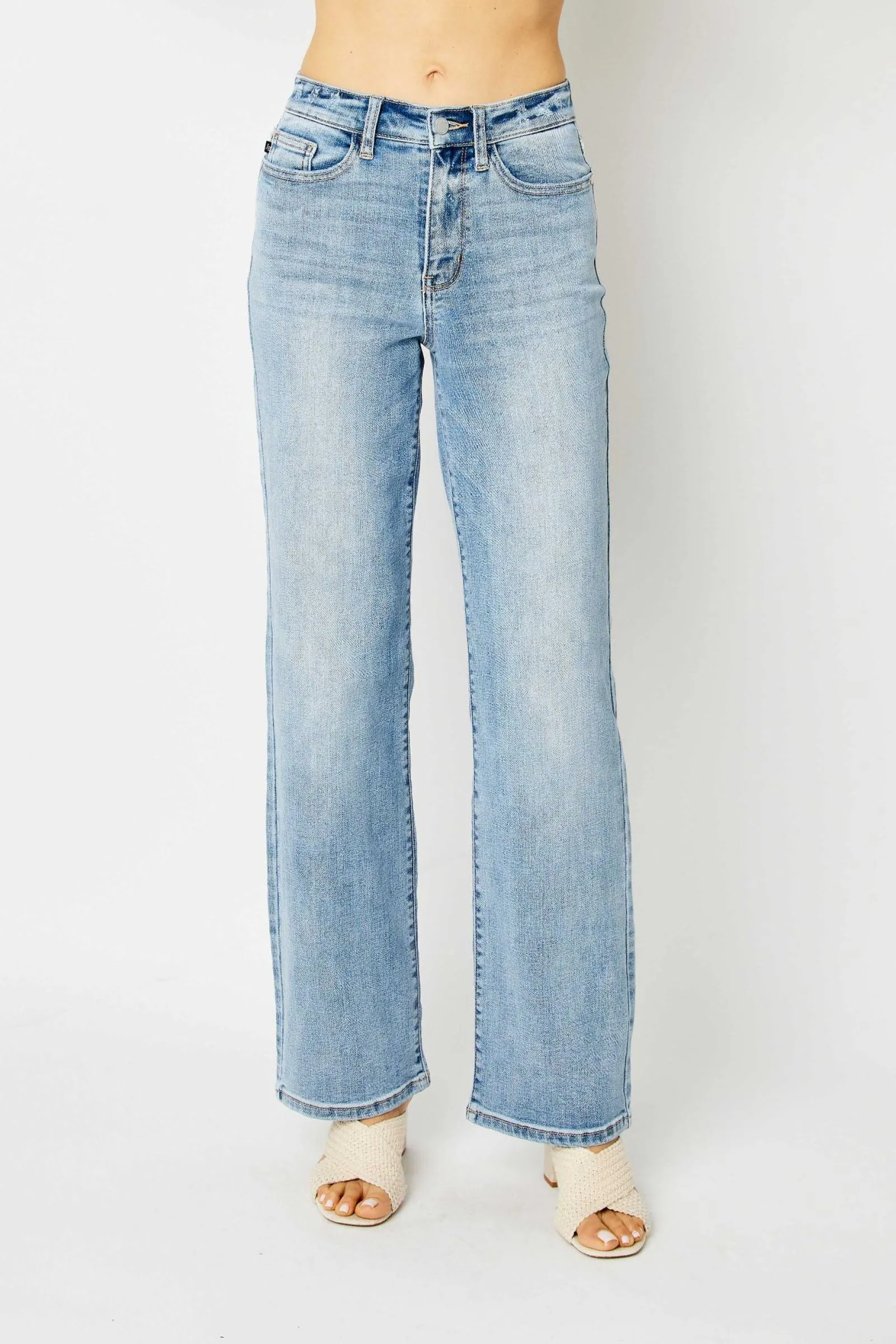 Judy Blue || Iris High Waist Light Wash Straight Leg Jeans