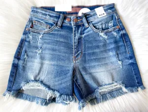 Judy Blue || Zola 2-Button Dad Shorts with Destroyed Hem