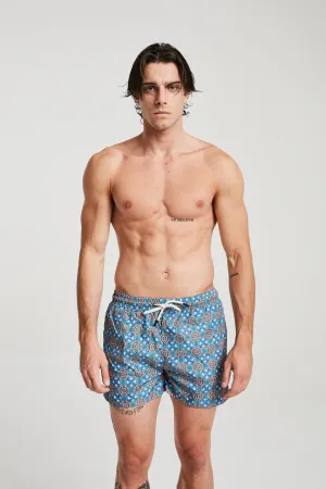 Kaleidoscope Print Swim Shorts In Blue