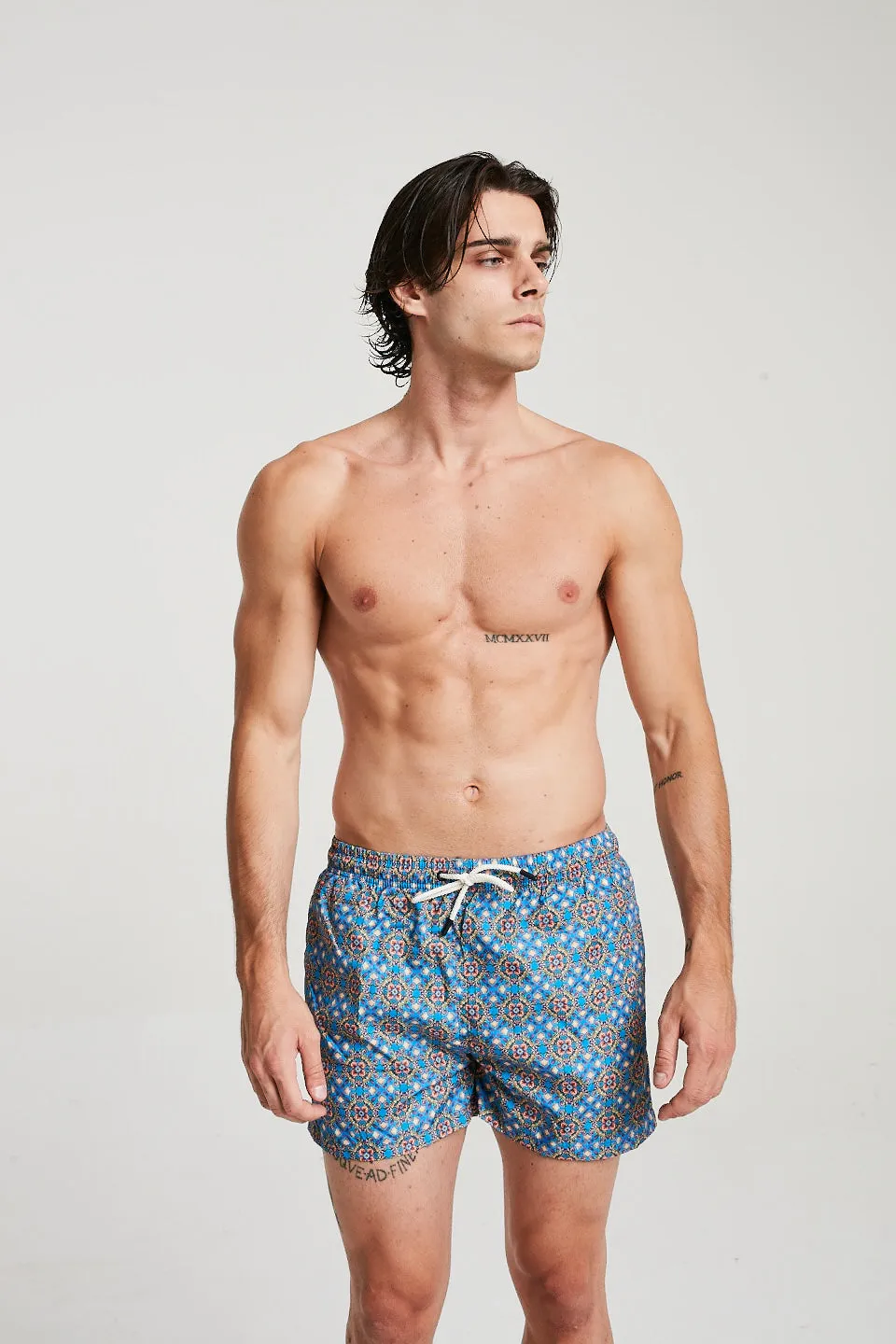 Kaleidoscope Print Swim Shorts In Blue
