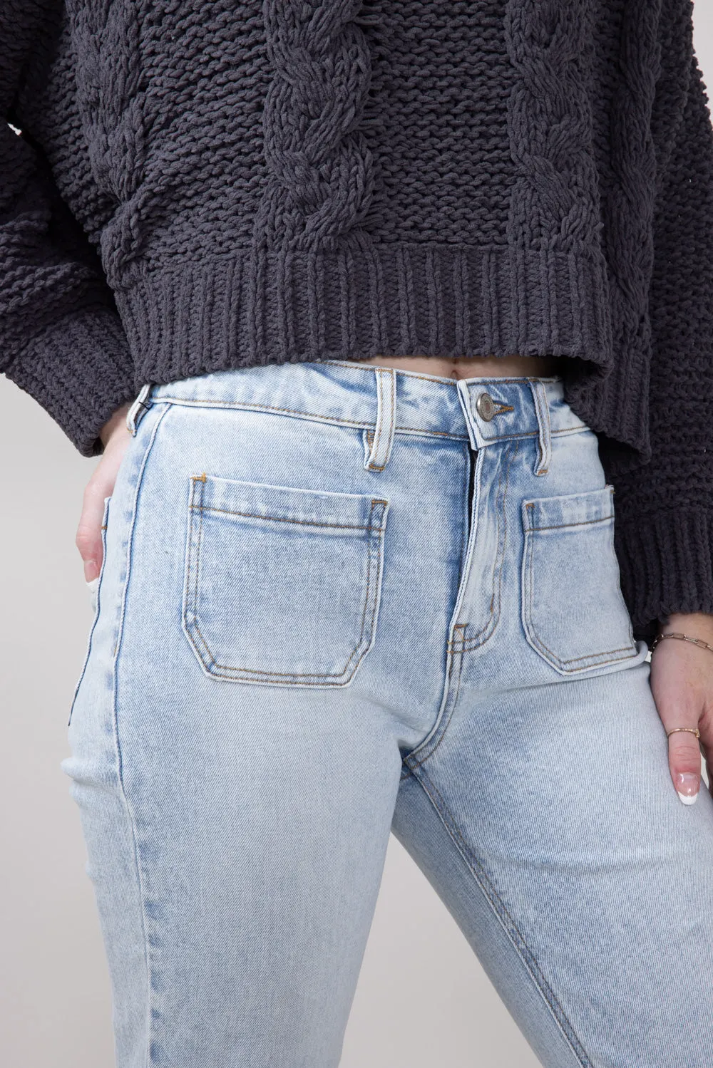 KanCan Mid Rise Cropped Flare Jeans for Women | KC78026L