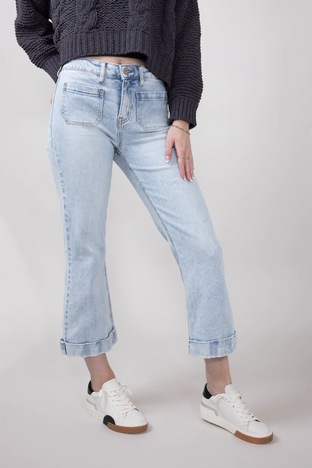 KanCan Mid Rise Cropped Flare Jeans for Women | KC78026L