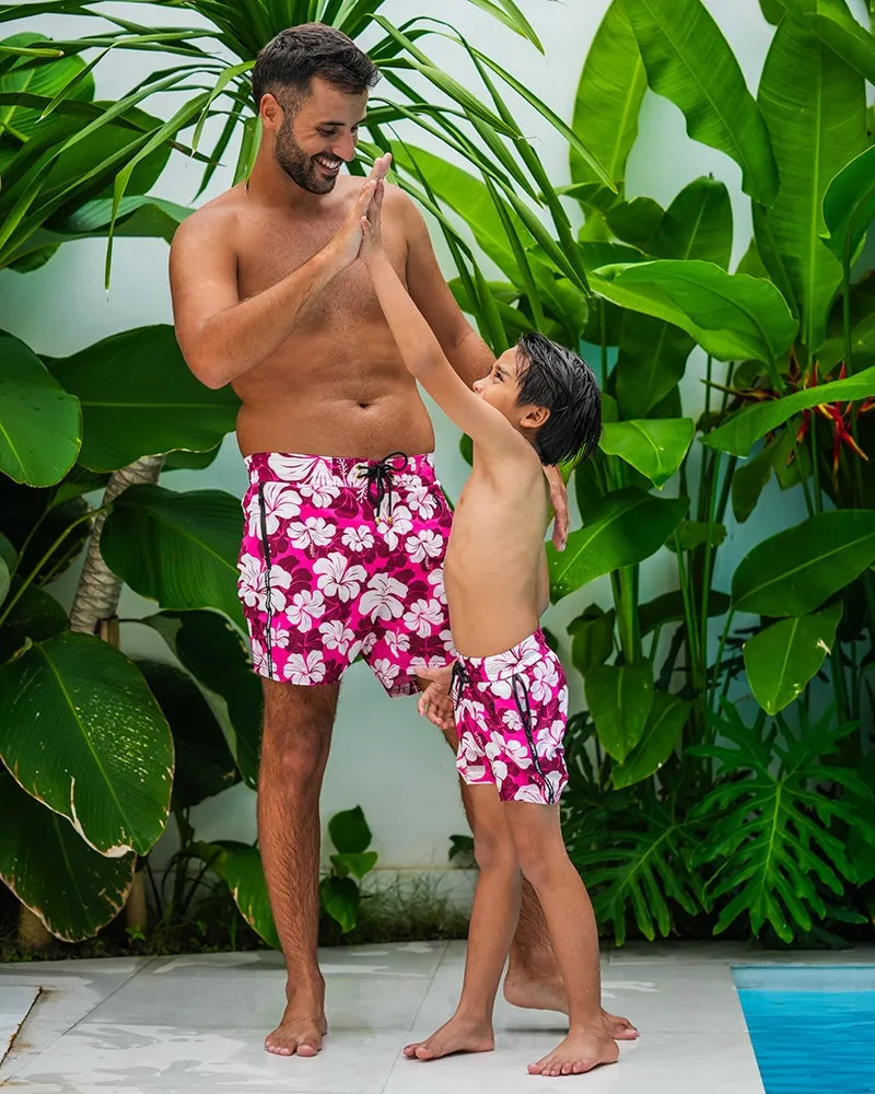 Kids Shorts-Hawaiian Red