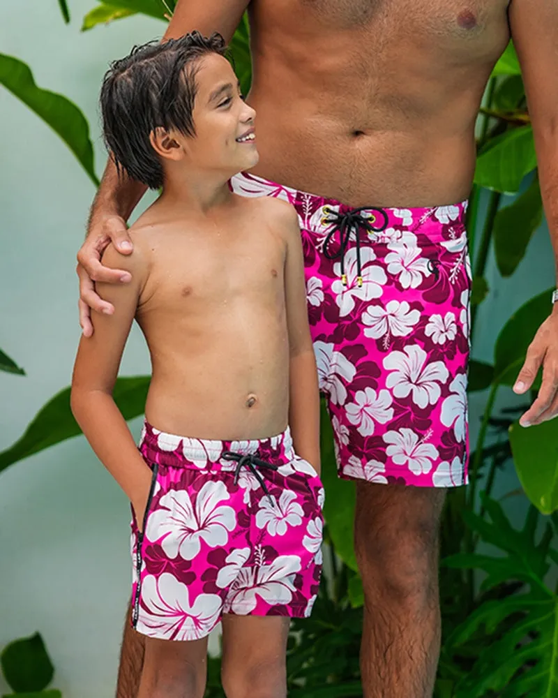 Kids Shorts-Hawaiian Red