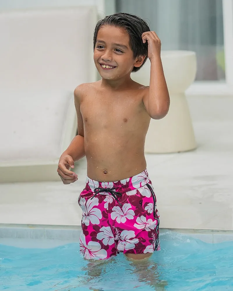 Kids Shorts-Hawaiian Red