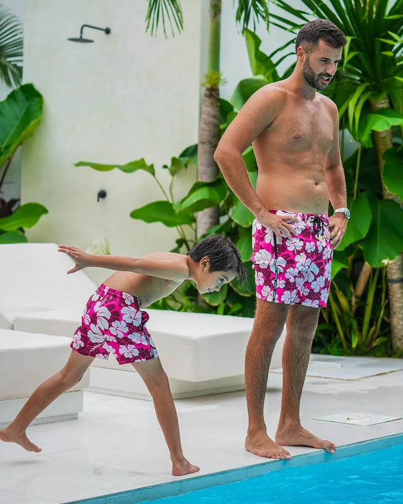 Kids Shorts-Hawaiian Red