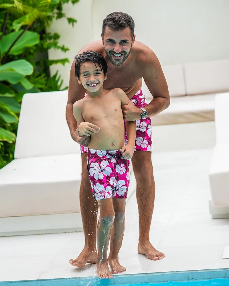 Kids Shorts-Hawaiian Red