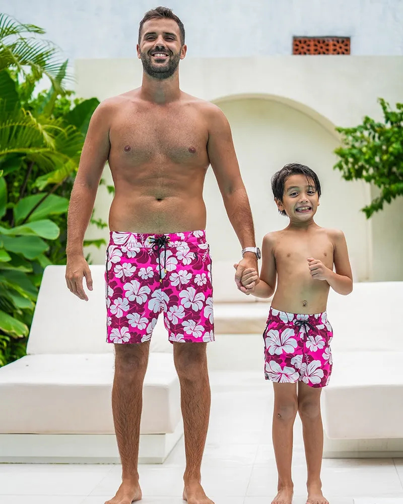 Kids Shorts-Hawaiian Red
