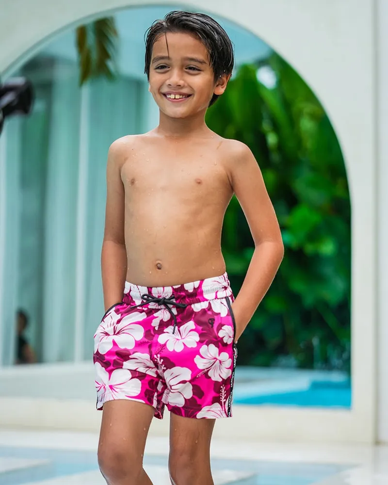 Kids Shorts-Hawaiian Red