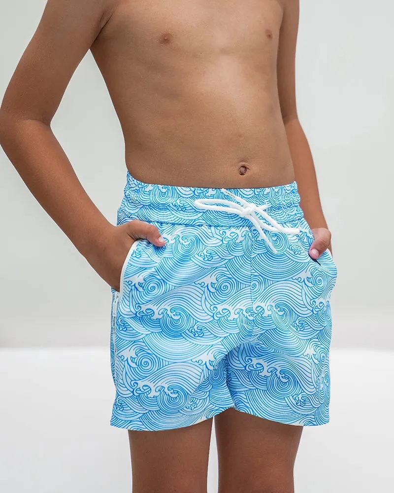 Kids Shorts-Make Waves Blue