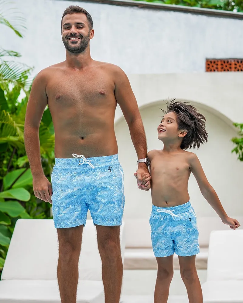Kids Shorts-Make Waves Blue