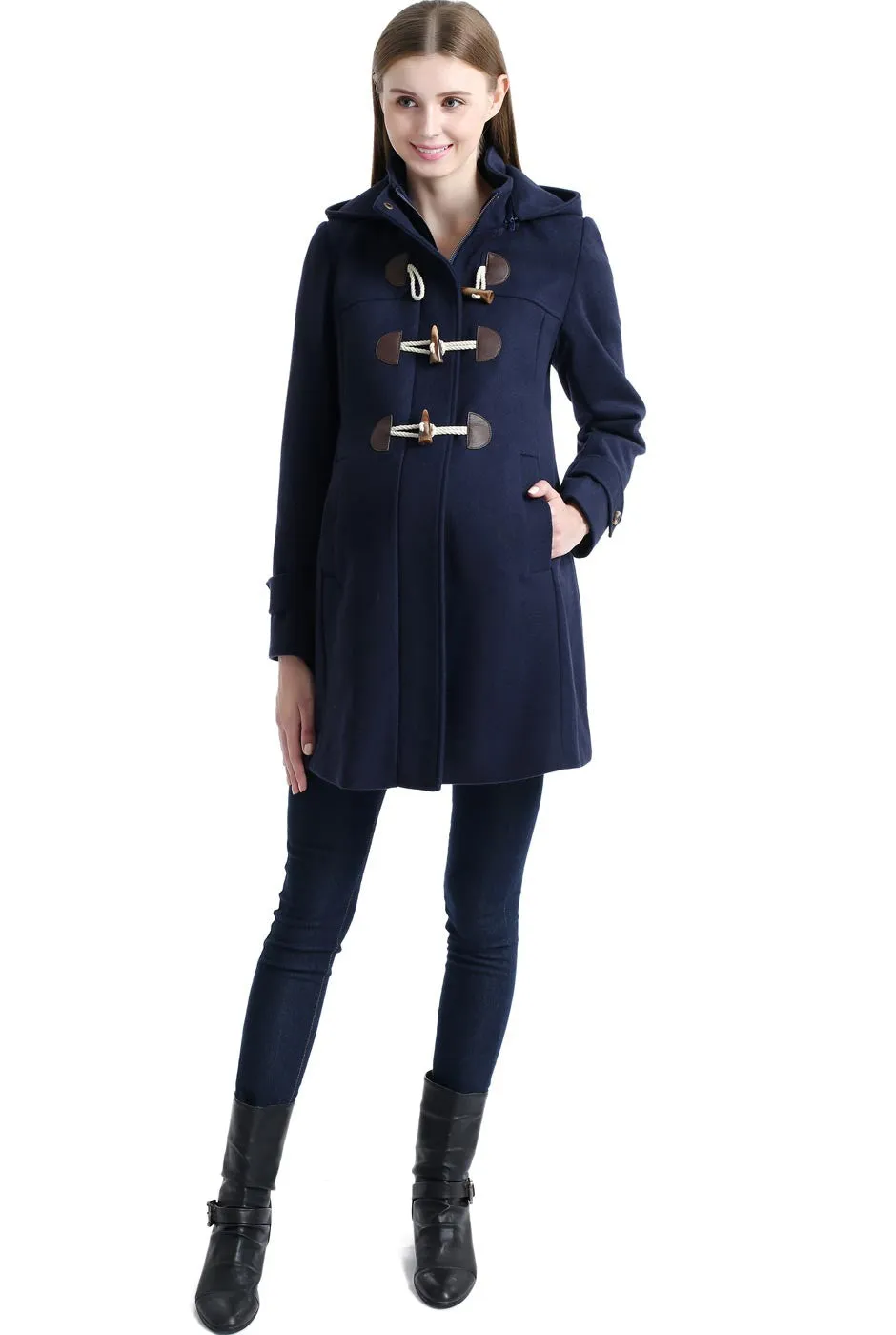Kimi   Kai Maternity "Paisley" Wool Blend Duffle Toggle Coat