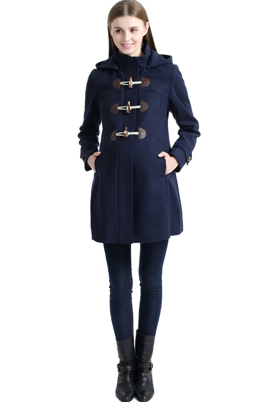 Kimi   Kai Maternity "Paisley" Wool Blend Duffle Toggle Coat