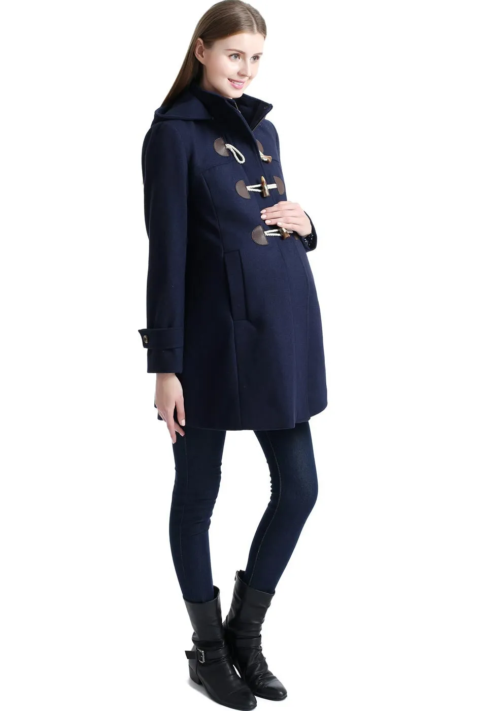 Kimi   Kai Maternity "Paisley" Wool Blend Duffle Toggle Coat