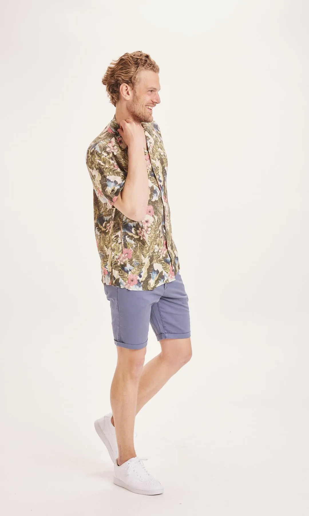 KNOWLEDGE COTTON APPAREL Chuck Regular Chino Poplin Shorts vintage indigo