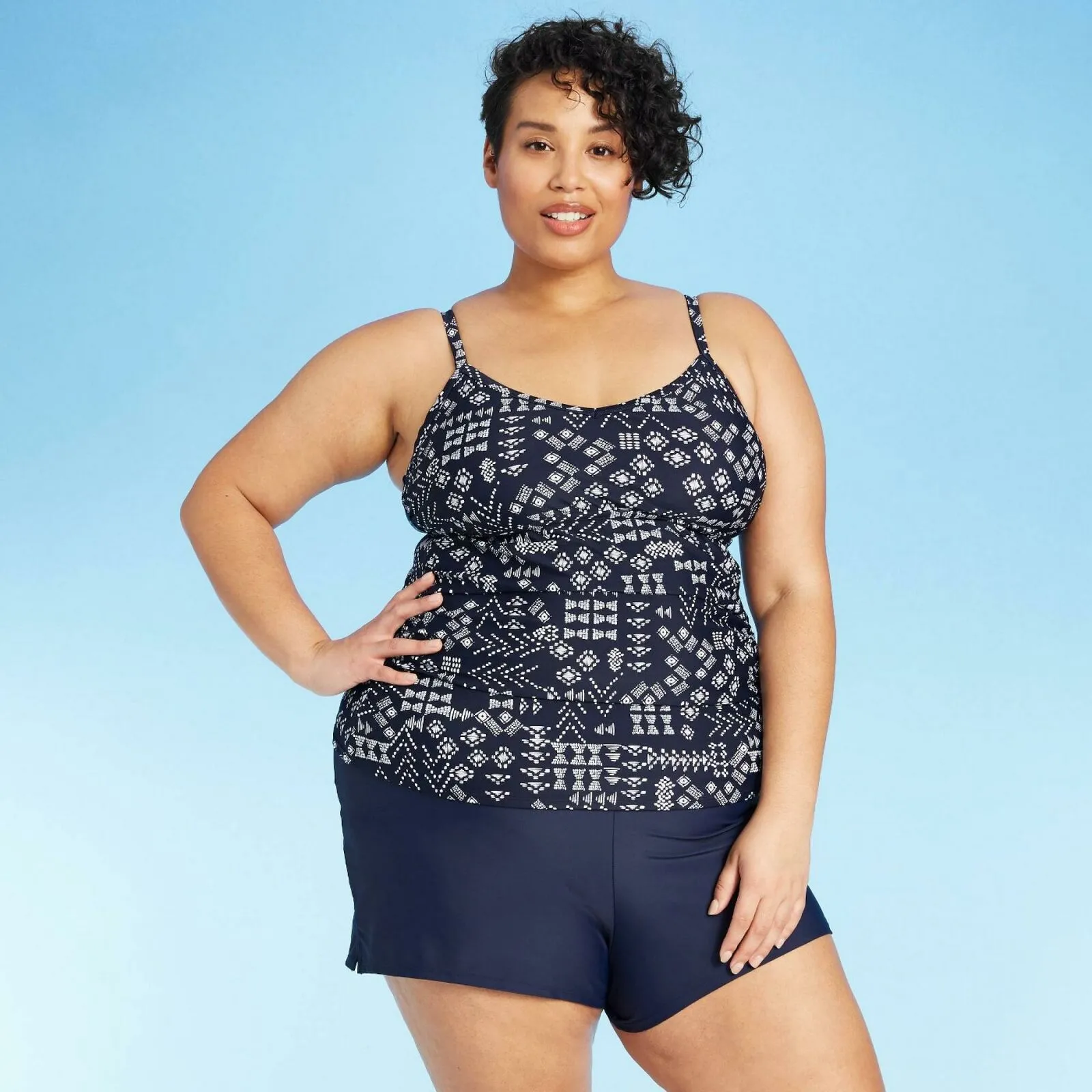 Kona Sol Women's Plus Size High Waist Swim Bikini Boyshorts