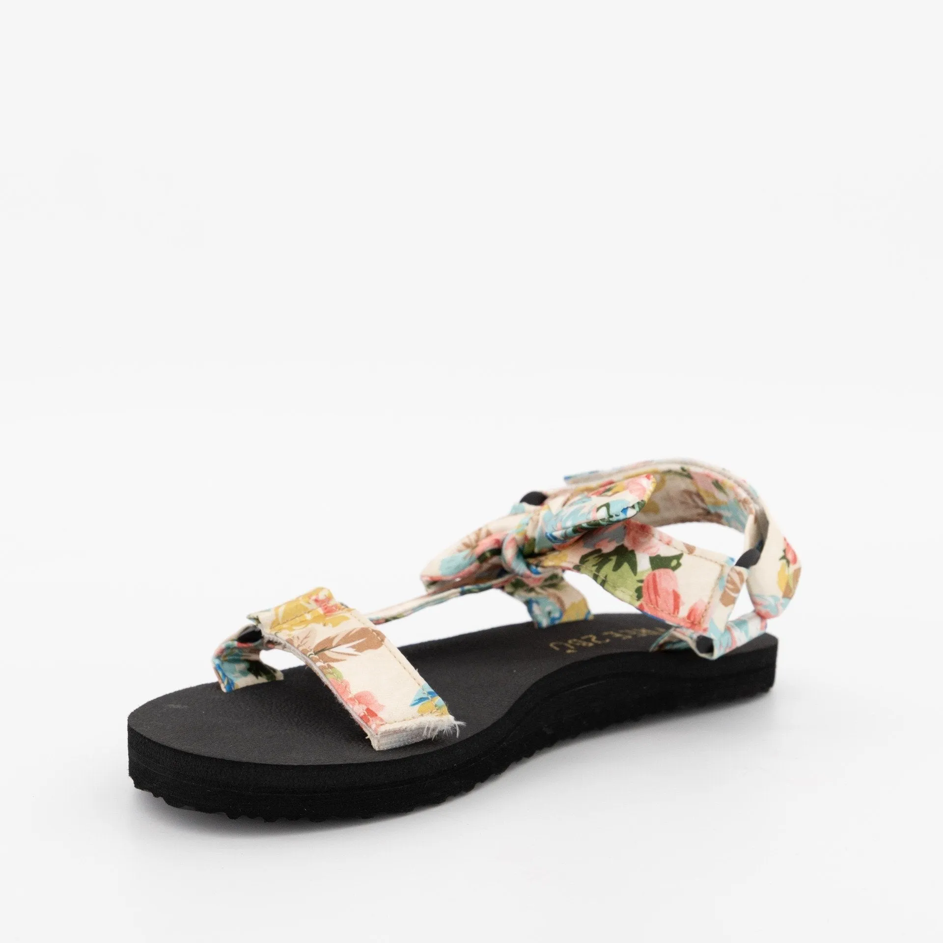 Ladies Printed Knotted Bow Sport Sandal - White