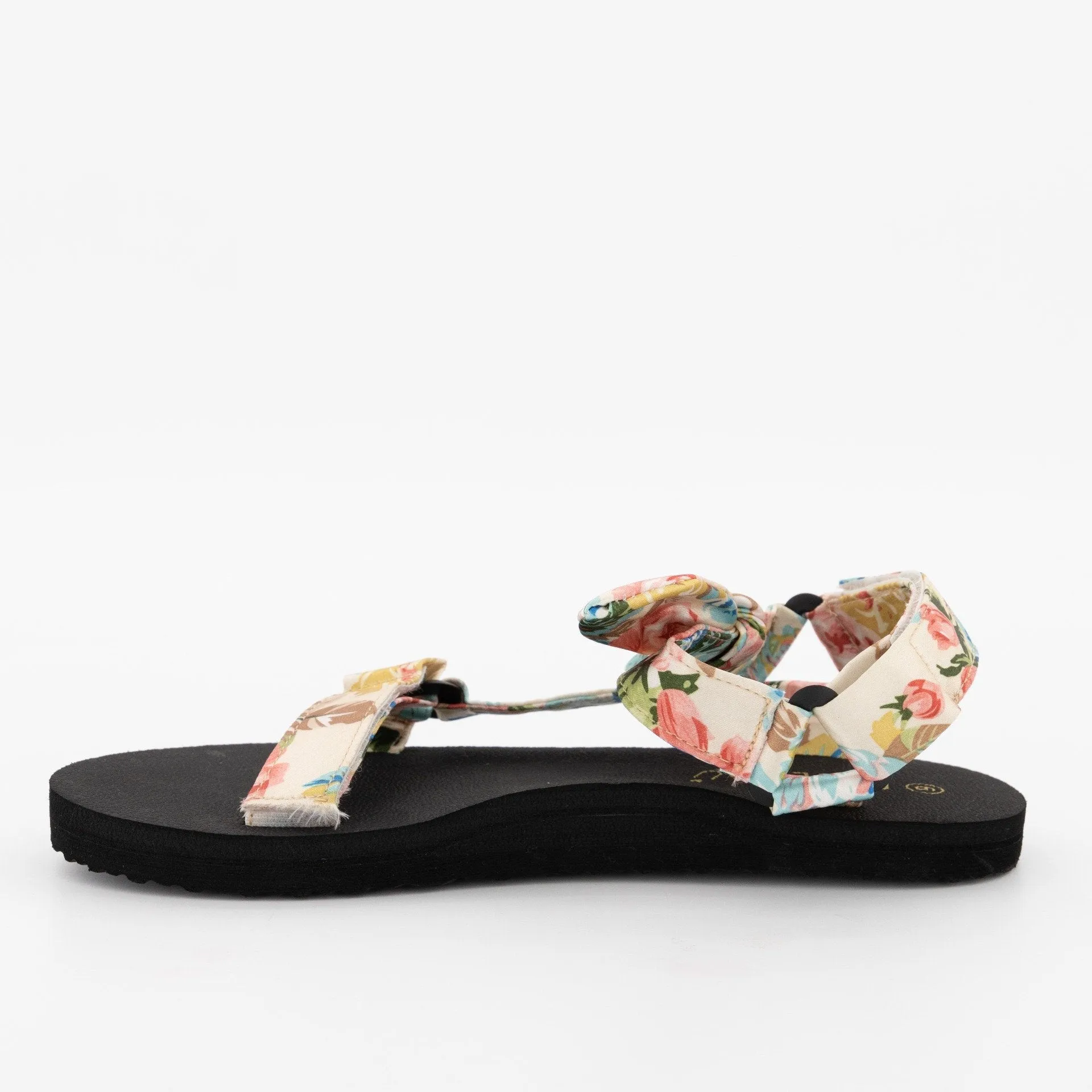 Ladies Printed Knotted Bow Sport Sandal - White