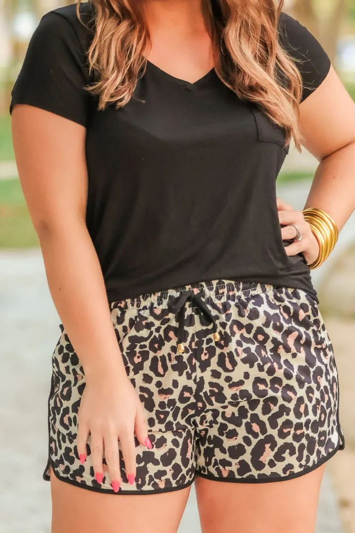 Leopard Hustle Drawstring Shorts