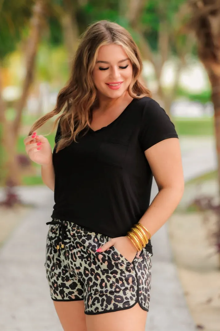 Leopard Hustle Drawstring Shorts