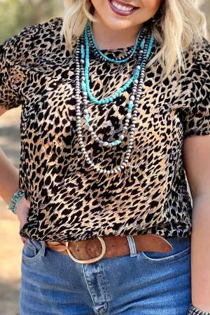 Leopard Plus Size Leopard Print Knit T-shirt