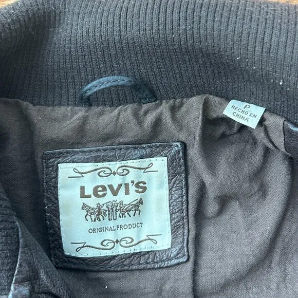Levi's Cropped Leather Bomber Jacket, XS-S Petite