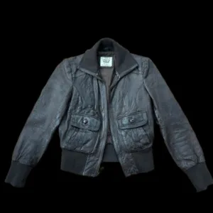 Levi's Cropped Leather Bomber Jacket, XS-S Petite