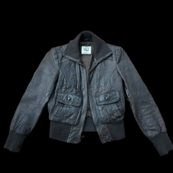 Levi's Cropped Leather Bomber Jacket, XS-S Petite
