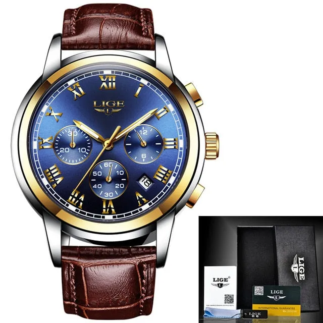 Lige Men's Sport Luxury Chronograph Watch