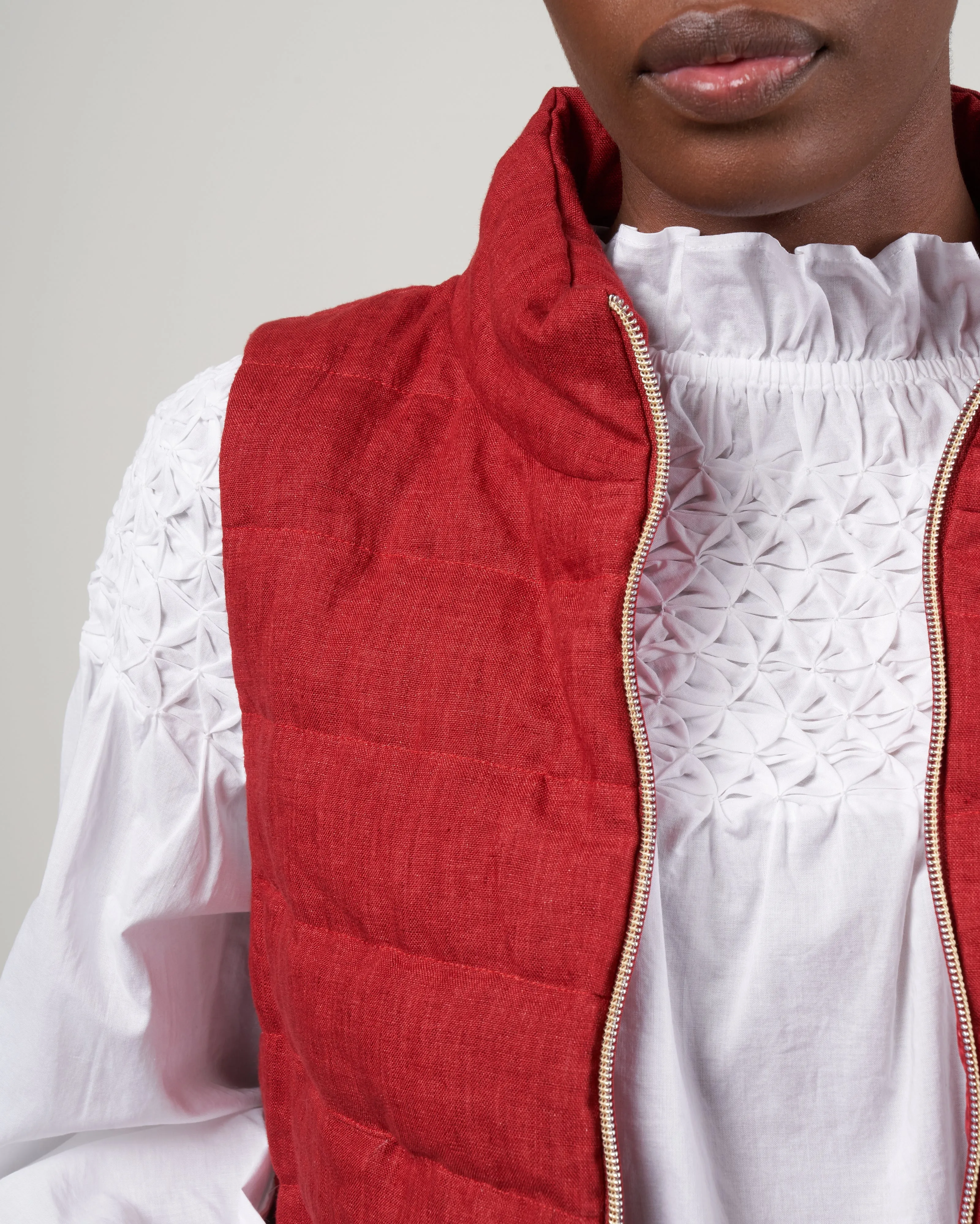 linen down a-line vest - bordeaux