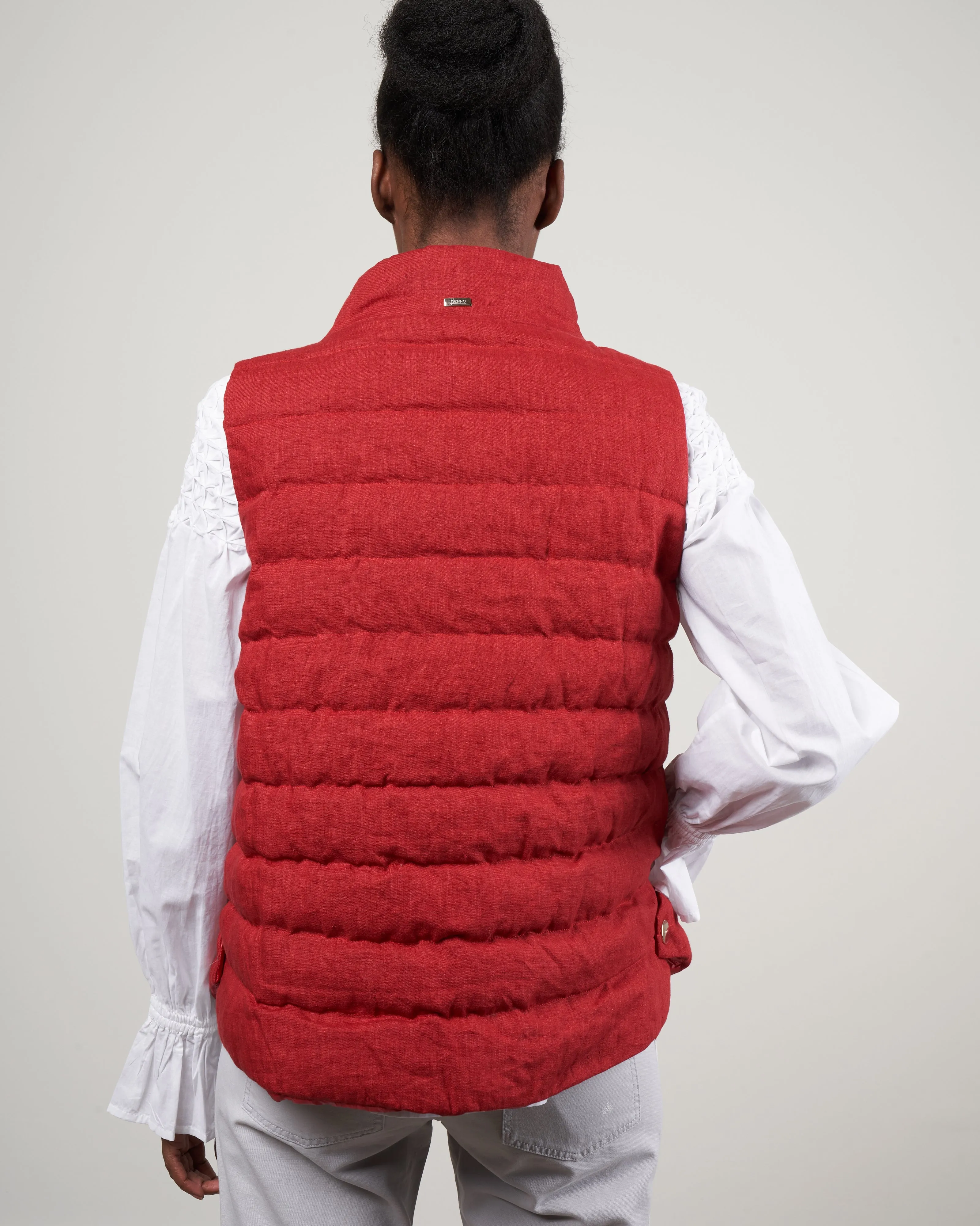linen down a-line vest - bordeaux