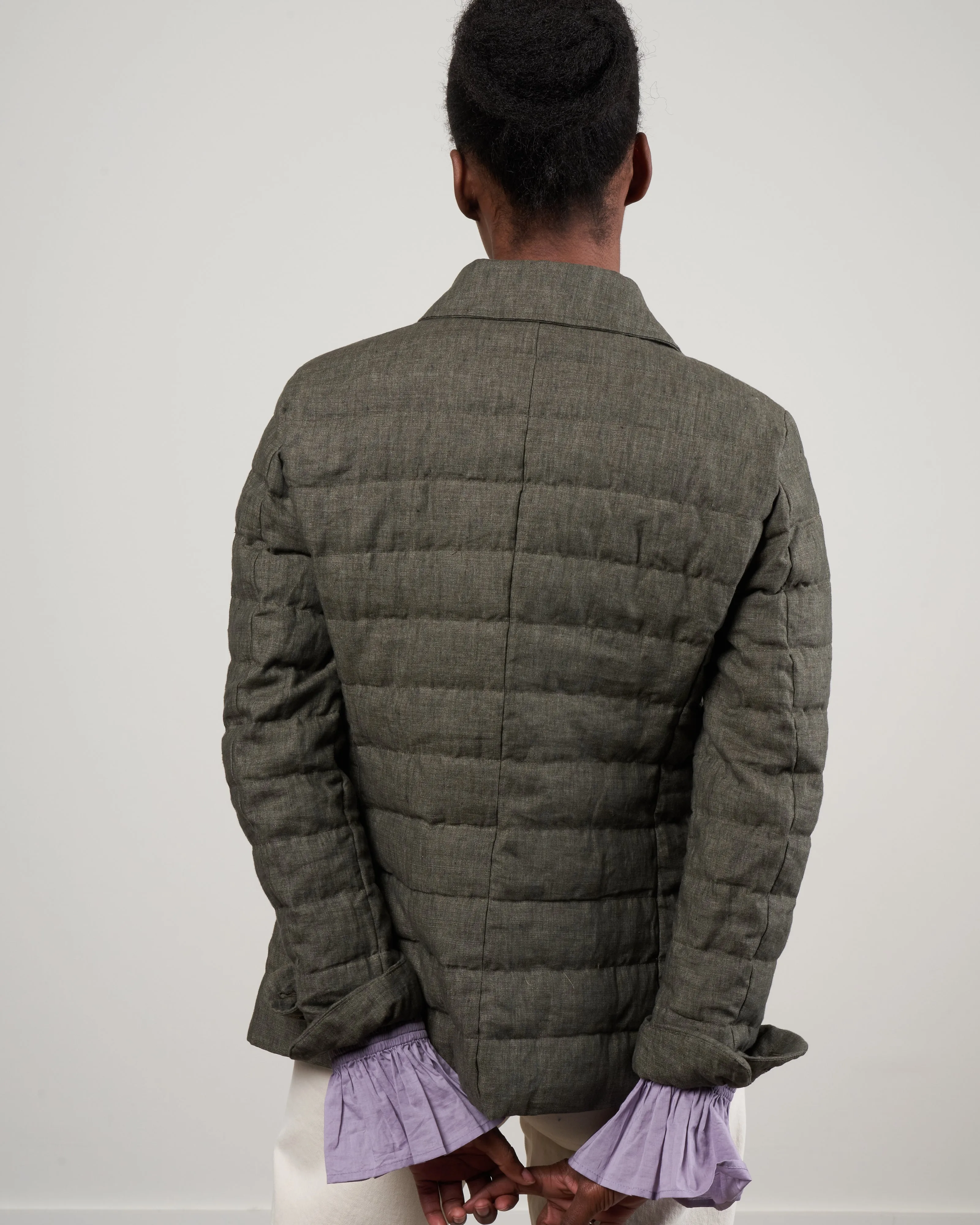linen single breasted jacket - 7400 verde militare