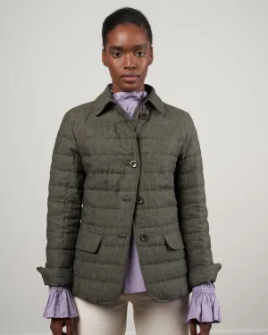 linen single breasted jacket - 7400 verde militare