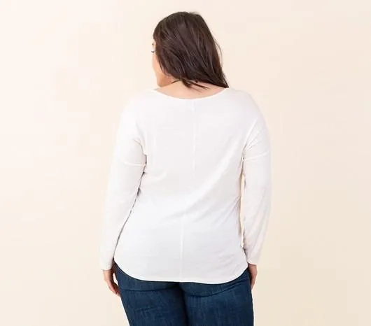 LONG SLEEVE SIDE CINCHED TOP | CURVY |
