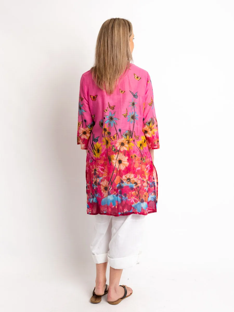 Long Top in Pink Floral