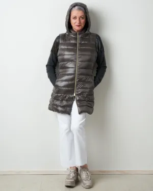 long vest with removable hood - grigio