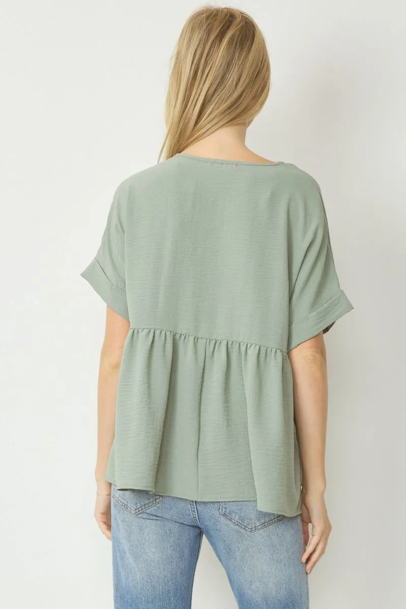 Lory Babydoll Top || Sage