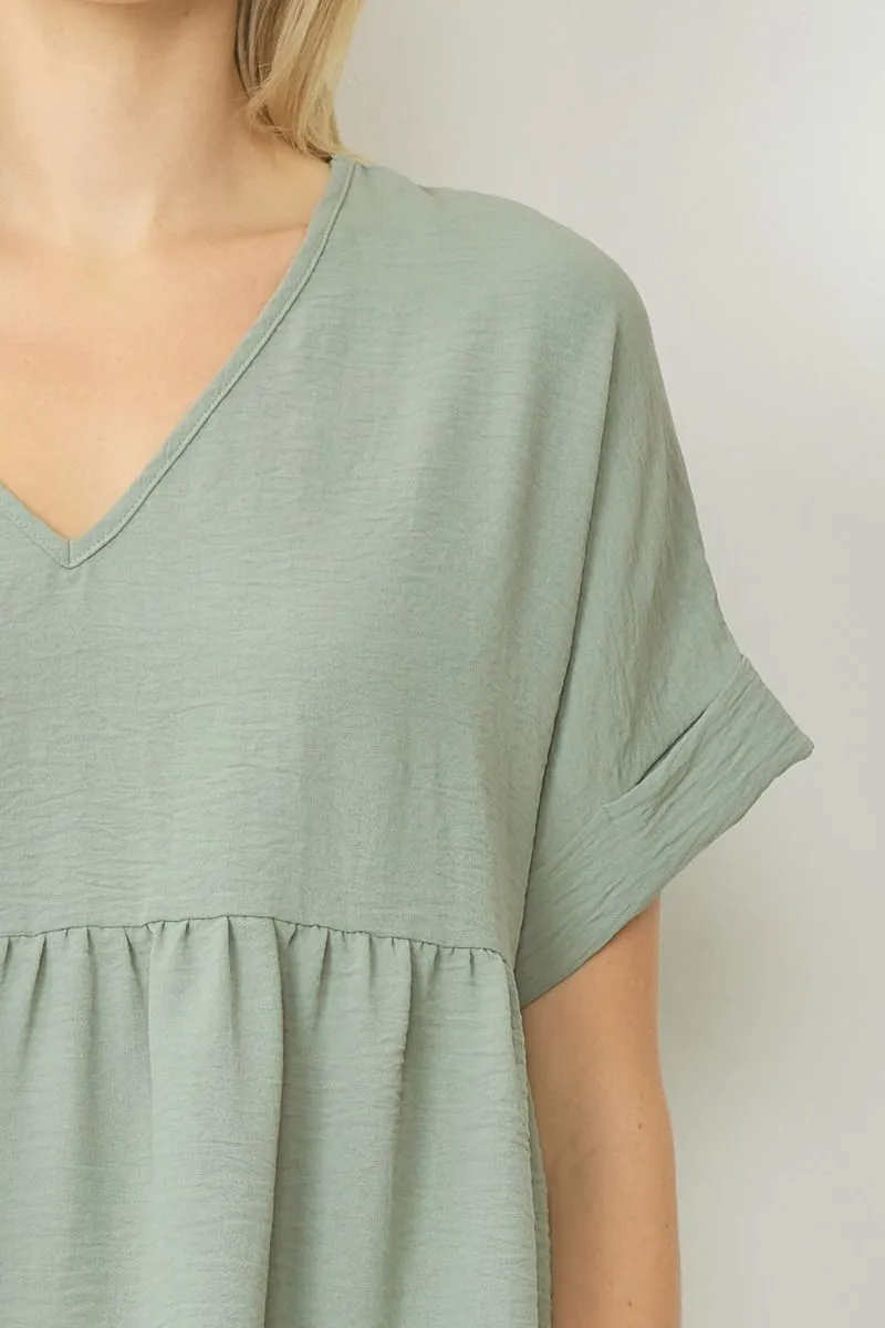 Lory Babydoll Top || Sage