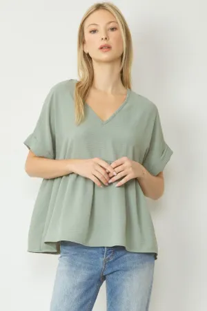 Lory Babydoll Top || Sage
