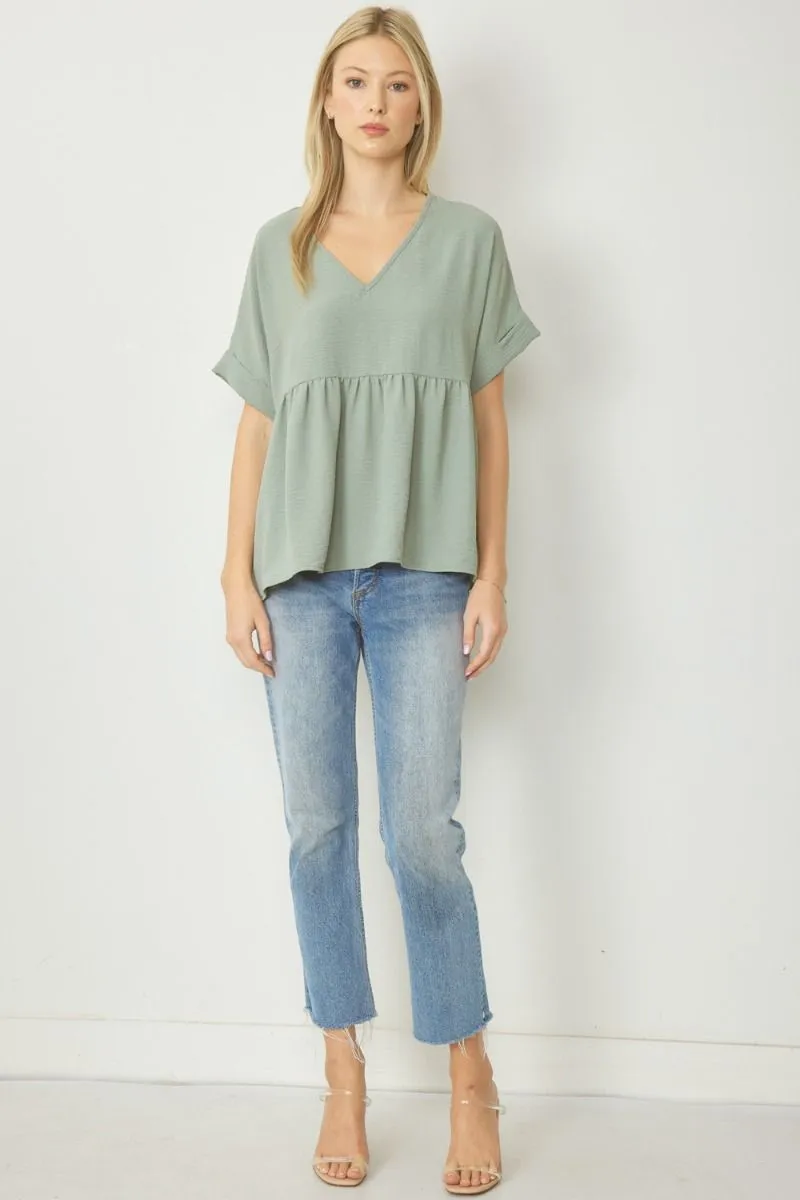 Lory Babydoll Top || Sage