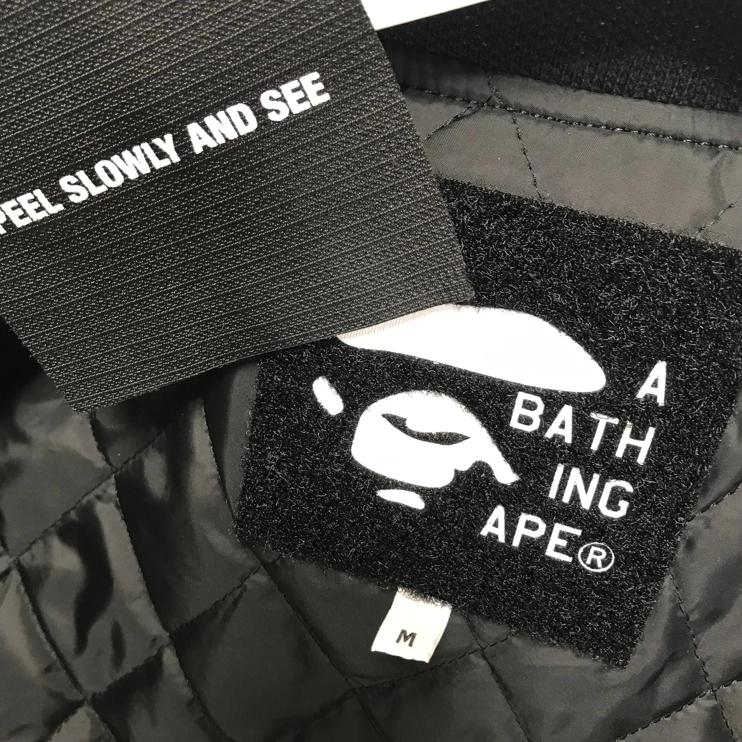 [M] A Bathing Ape Bape x Stash Wool Varsity Stadium Jacket Black