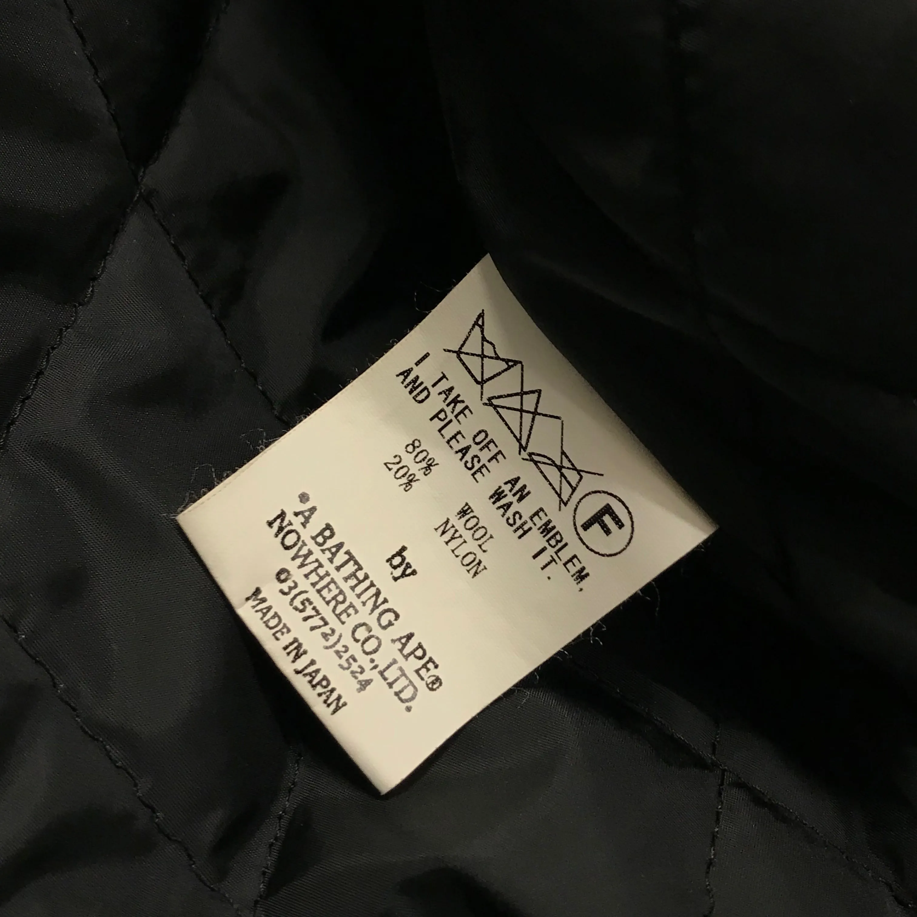 [M] A Bathing Ape Bape x Stash Wool Varsity Stadium Jacket Black
