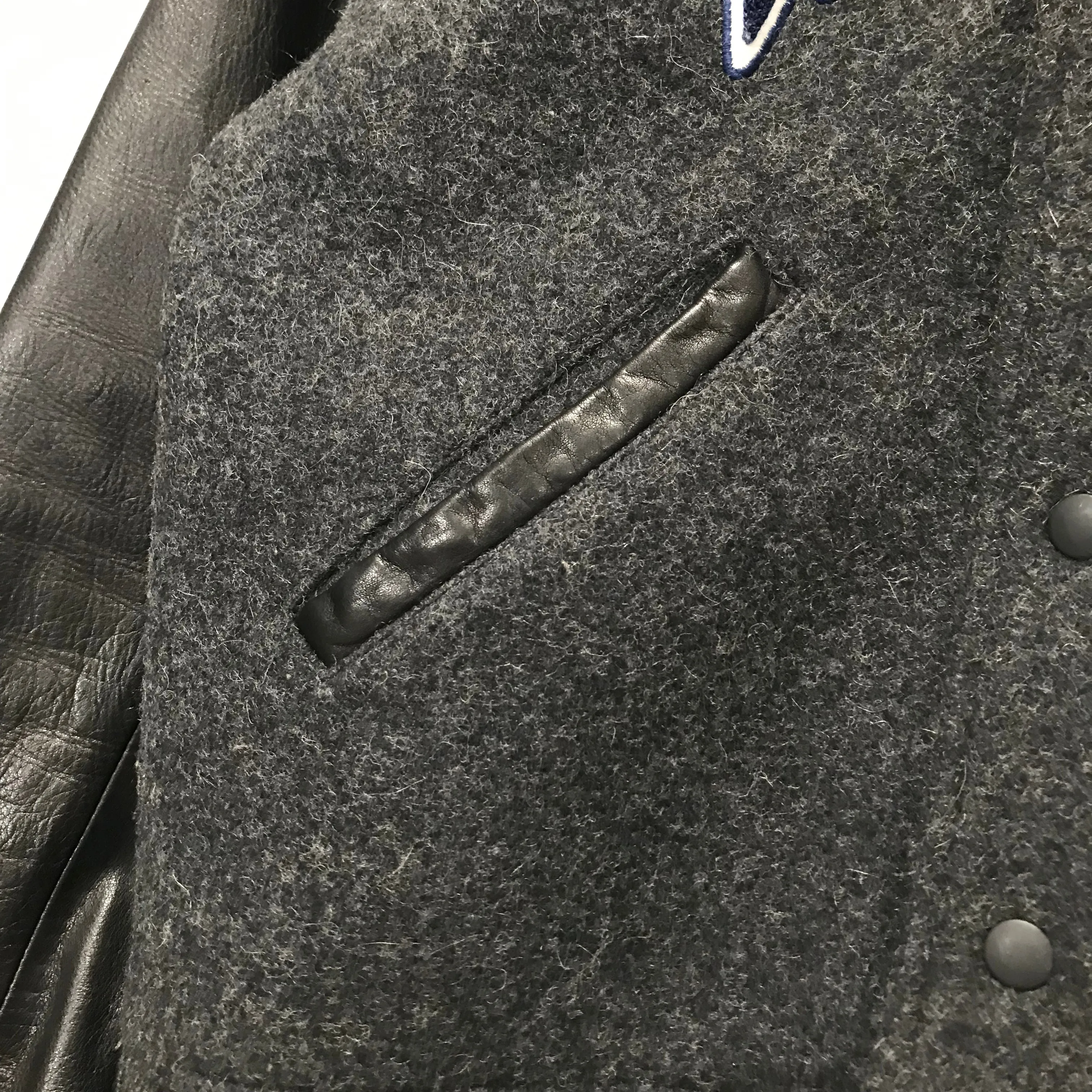 [M] Futura Laboratories Wool/Leather Stadium Jacket