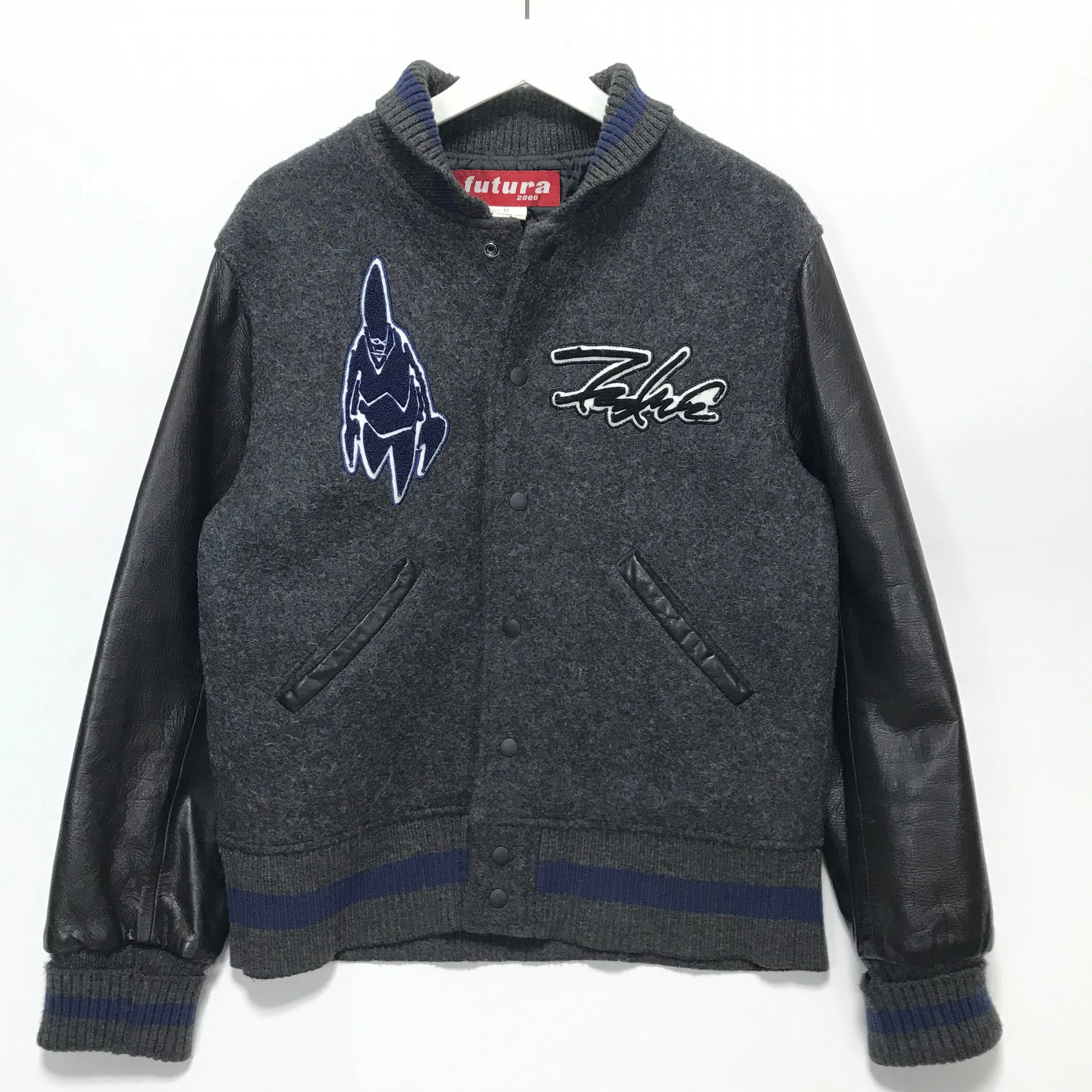[M] Futura Laboratories Wool/Leather Stadium Jacket