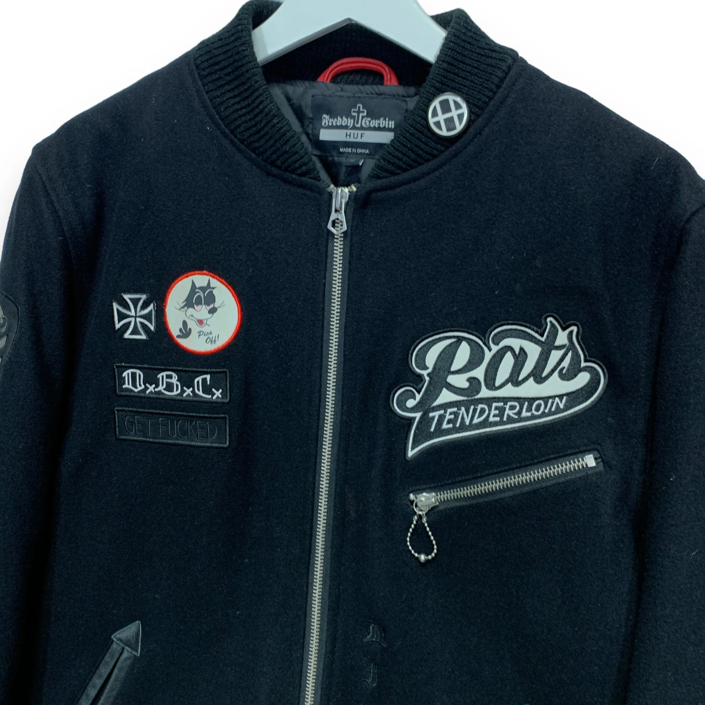 [M] HUF Freddy Corbin Tenderloin Rats DBC Wool Stadium Varsity Jacket