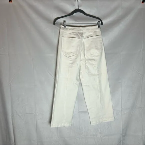 Madewell Emmett Wide Leg Crop White Jeans Size 25 Petite