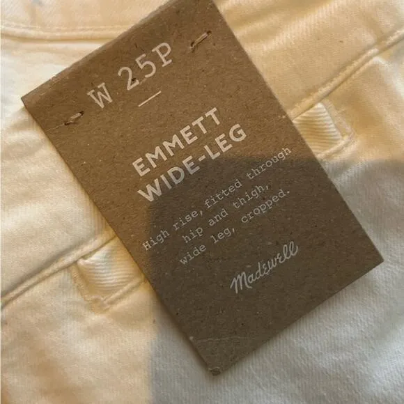 Madewell Emmett Wide Leg Crop White Jeans Size 25 Petite