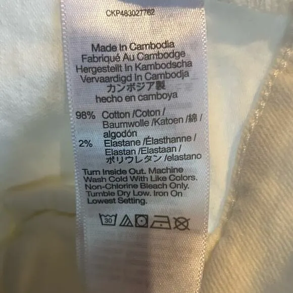 Madewell Emmett Wide Leg Crop White Jeans Size 25 Petite
