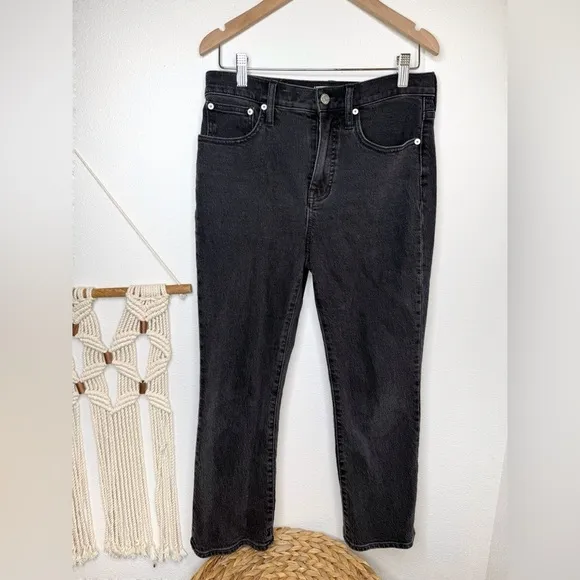 MADEWELL Flared Jeans Petite Slim Demi-Boot Lunar Black flare Denim High Rise